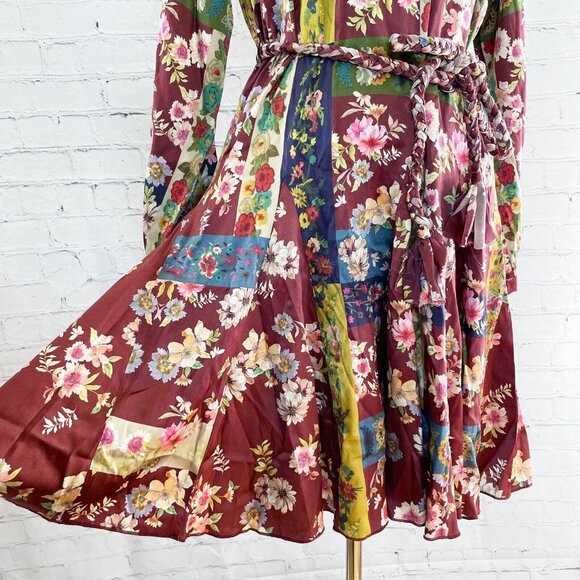 NWT Johnny Was Laurie Pippa Belted Patchwork Mini Dress Women’s S Silk with Slip - Picture 5 of 12